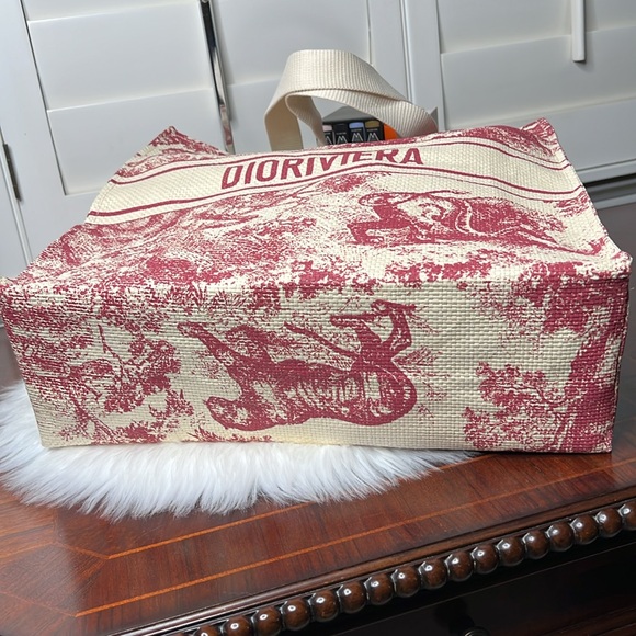 CHRISTIAN DIOR Beauty Straw Dioriviera Tote Pink NWOT - Picture 7 of 15